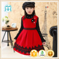 Hiver enfants noël partie vêtements en nylon rouge robe de soirée européen pinafore filles nouvel an chasuble robe en gros prix